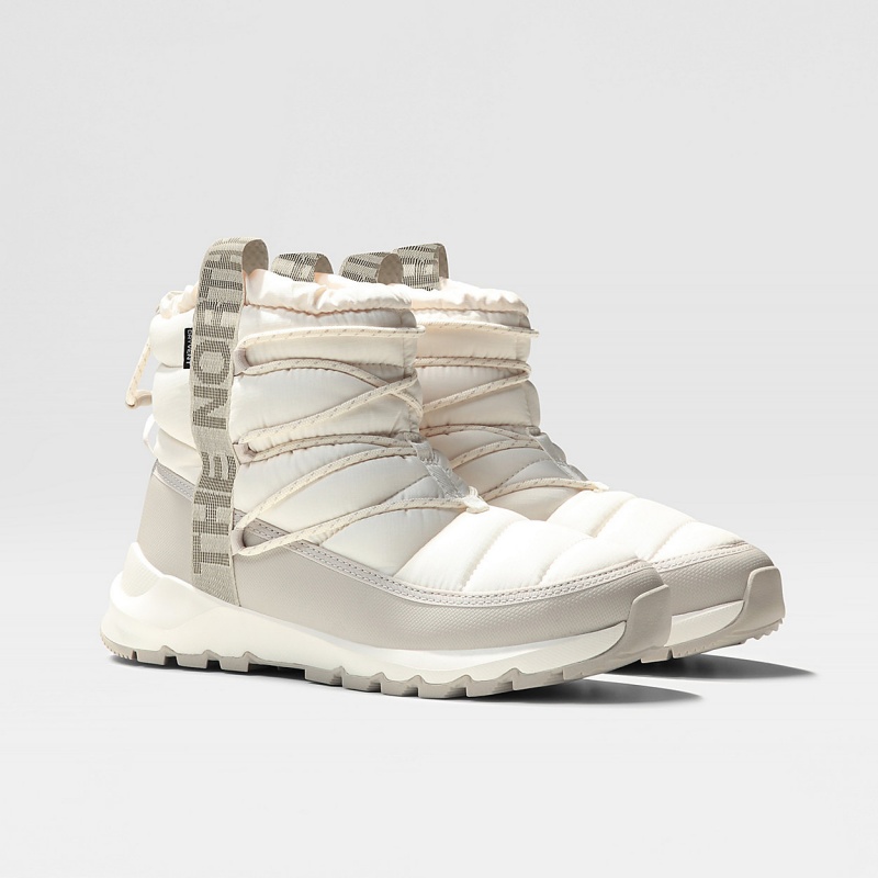 The North Face ThermoBall™ Waterproof Lace Up Winter Boots Gardenia White/Silver Grey | MGXYOR-451