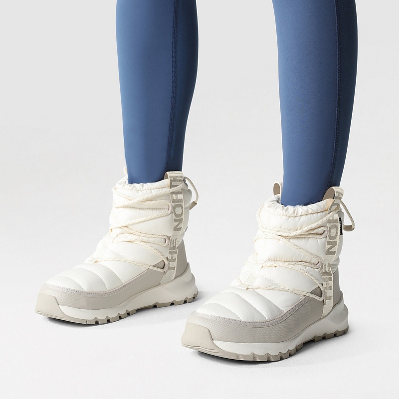 The North Face ThermoBall™ Waterproof Lace Up Winter Boots Gardenia White/Silver Grey | MGXYOR-451