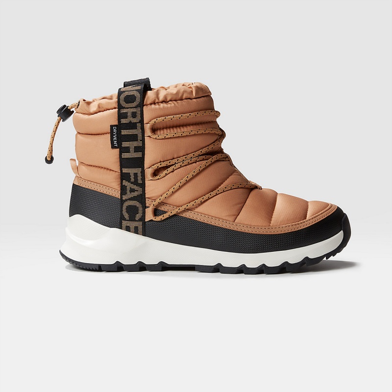 The North Face ThermoBall™ Waterproof Lace Up Winter Boots Almond Butter/Tnf Black | RKDEBO-728