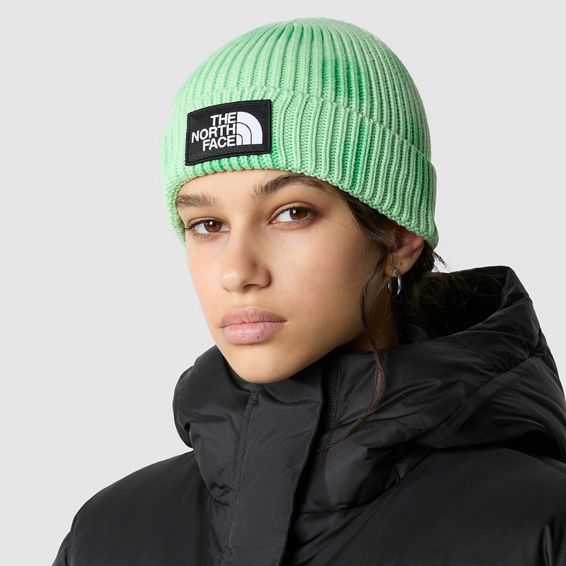 The North Face Tie Dye Logo Box Beanie Chlorophyll Green | APMCKH-047