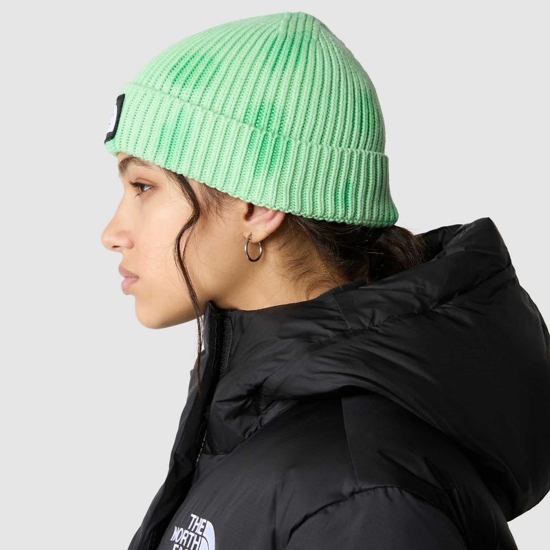 The North Face Tie Dye Logo Box Beanie Chlorophyll Green | APMCKH-047